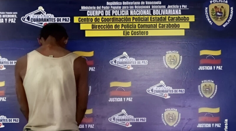 Sujeto detenido por robo y amenaza de muerte a su madre en Puerto Cabello
