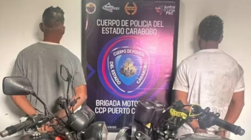 Sujetos detenidos por simular estar accidentados para robar una moto en Puerto Cabello